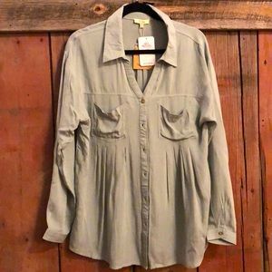 NWT Kori Sage Tunic/Shirt Dress, Pleated, L